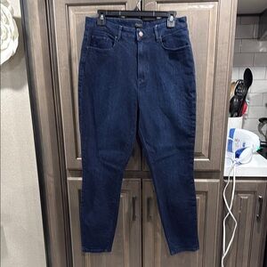 Ann Taylor, women’s high rise, stretch jeans, size 12, dark blue, good used cond